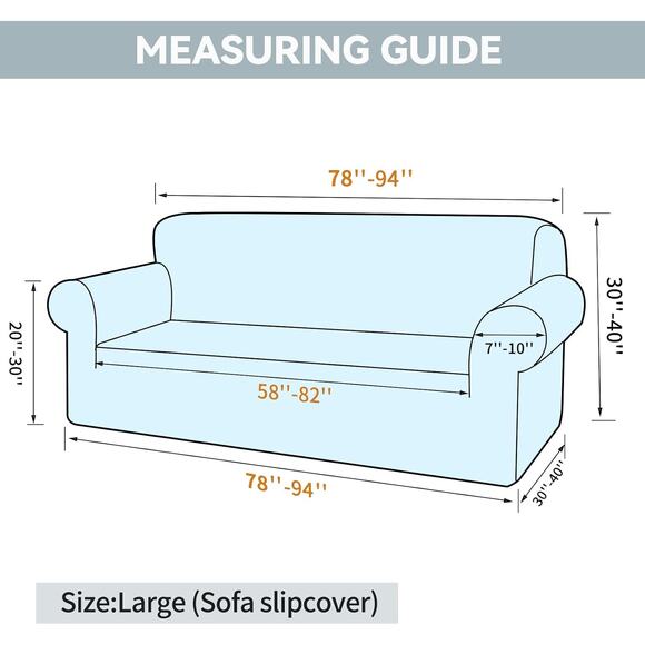 Stretch Sofa Slipcovers 1 Piece Couch Covers 3 Cushion with Elastic Large Ivory - Picture 6 of 6